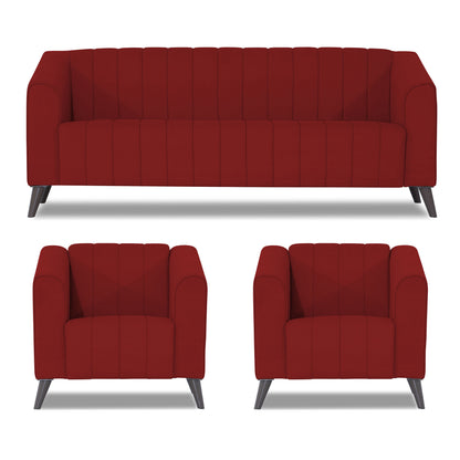 Adorn India Premium Laurel 3+1+1 5 Seater Sofa Set (Red) (3 Year Warranty)