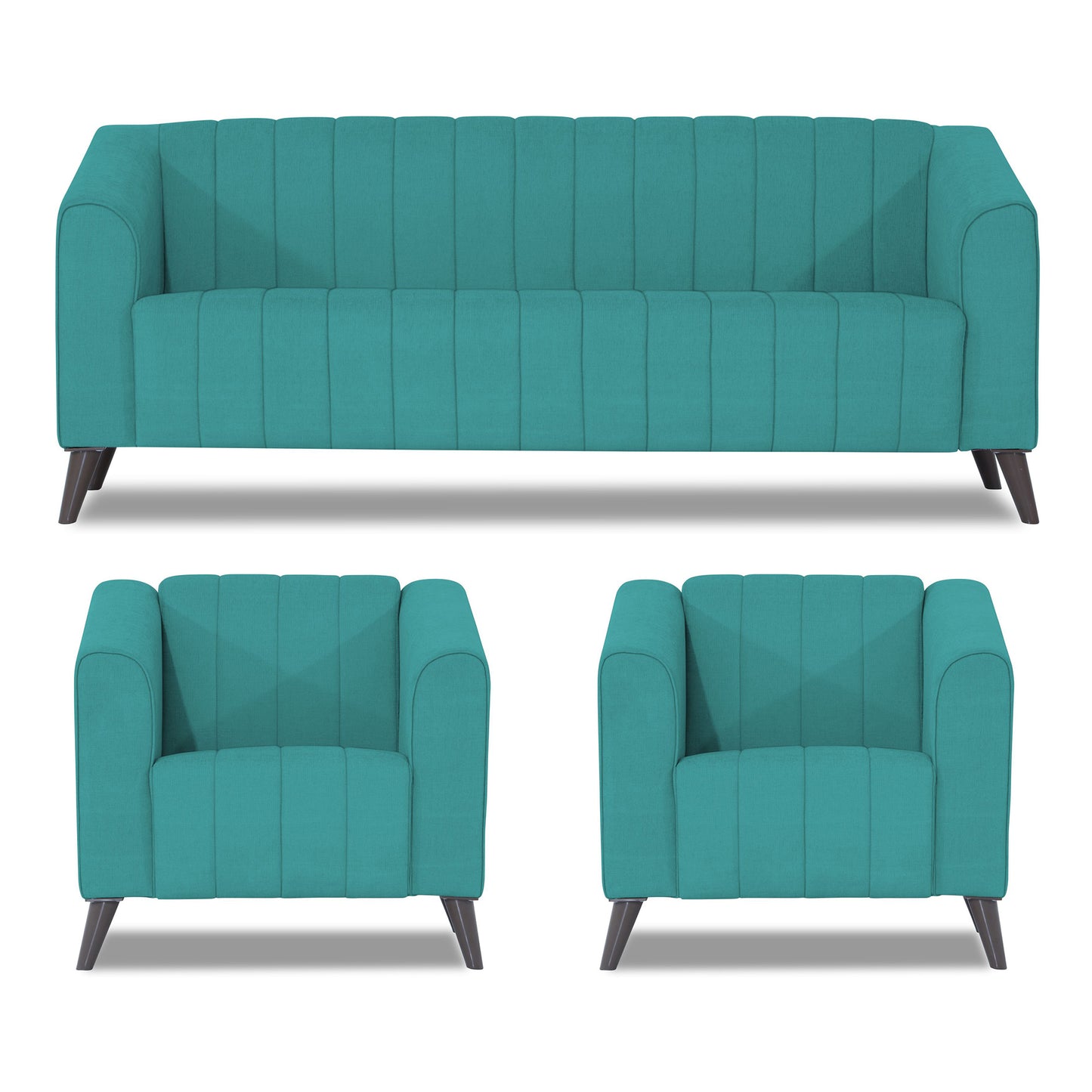 Adorn India Premium Laurel 3+1+1 5 Seater Sofa Set (Aqua Blue) (3 Year Warranty)