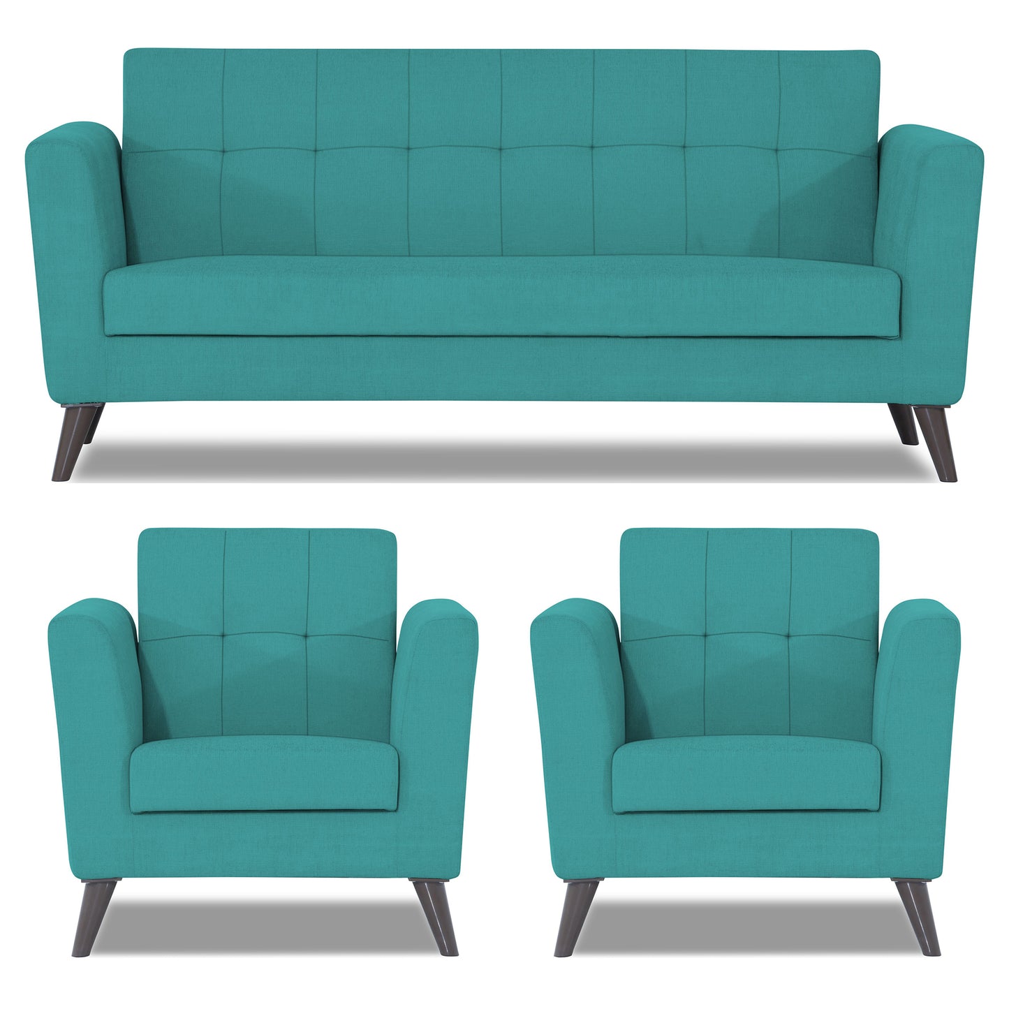 Adorn India Dannis 3+1+1 5 Seater Sofa Set (Aqua Blue) (3 Year Warranty)