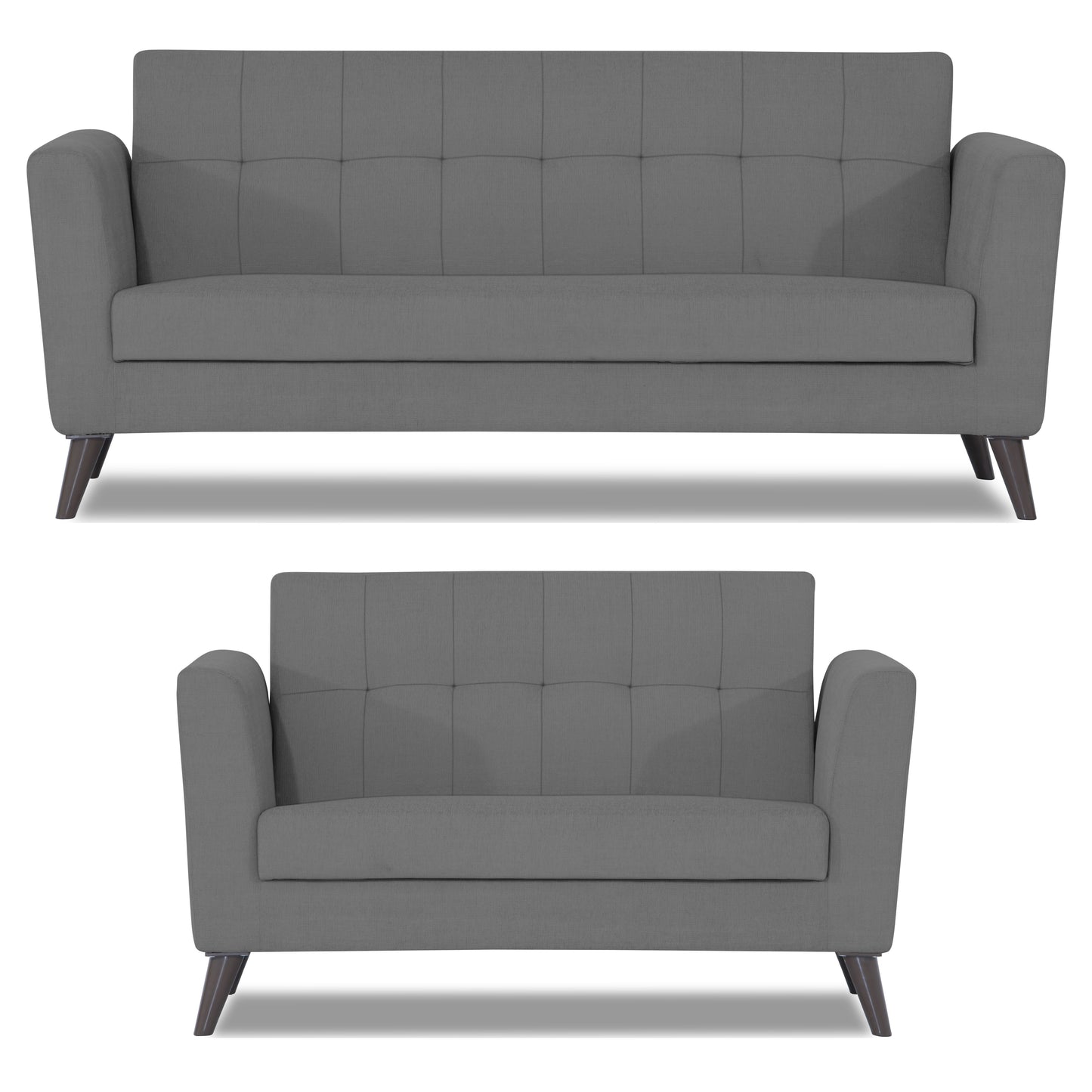 Adorn India Dannis 3+2 5 Seater Sofa Set (Grey) (3 Year Warranty)
