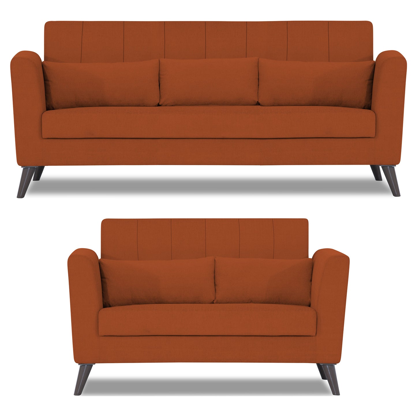 Adorn India Daniel 3+2 5 Seater Sofa Set (Rust) (3 Year Warranty)