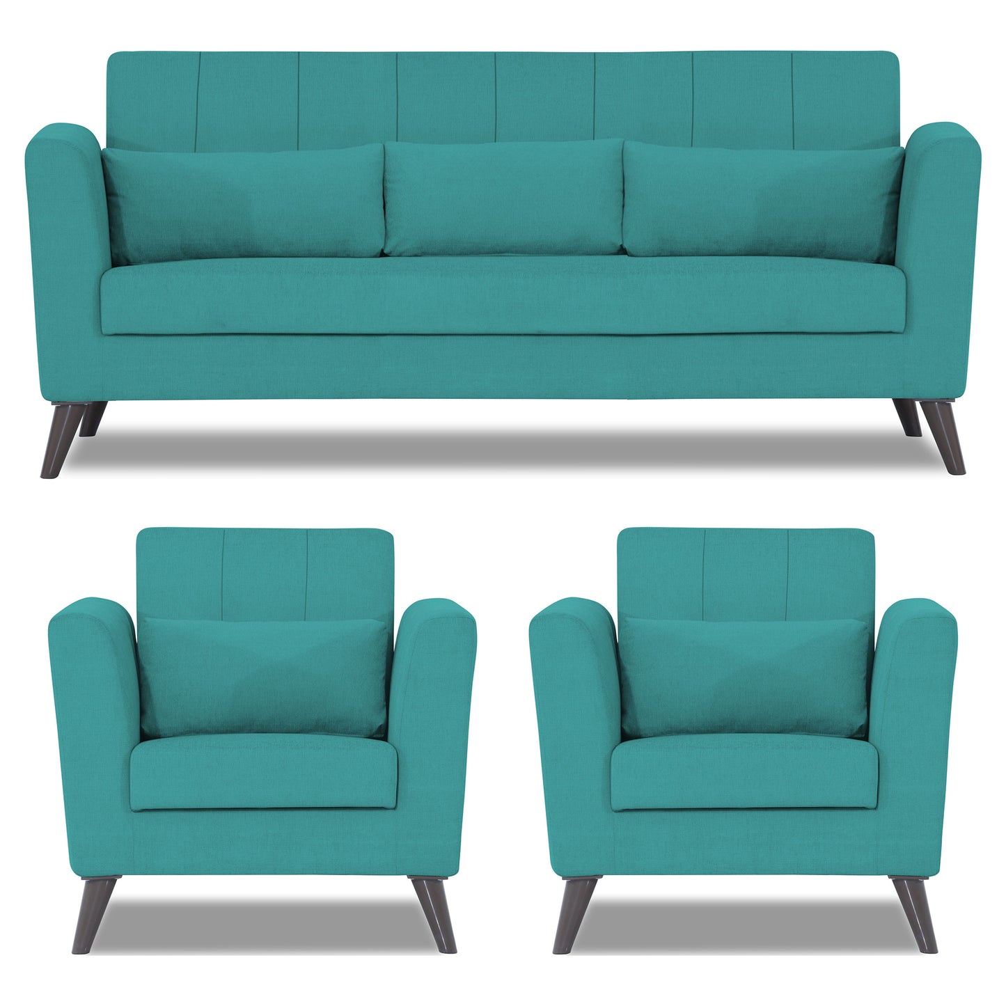 Adorn India Daniel 3+1+1 5 Seater Sofa Set (Aqua Blue) (3 Year Warranty)