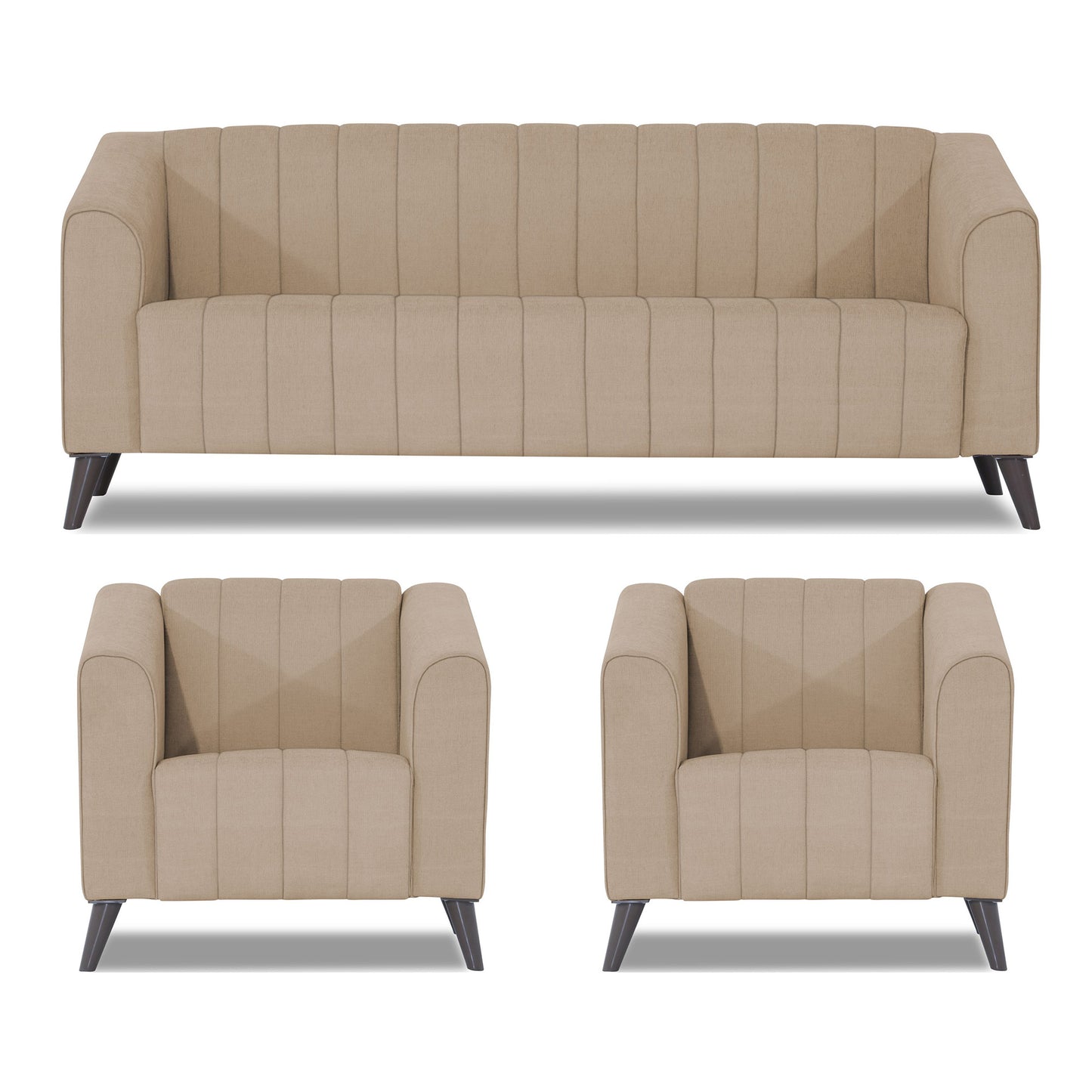 Adorn India Premium Laurel 3+1+1 5 Seater Sofa Set (Beige) (3 Year Warranty)