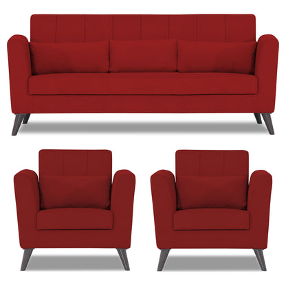 Adorn India Daniel 3+1+1 5 Seater Sofa Set (Red) (3 Year Warranty)