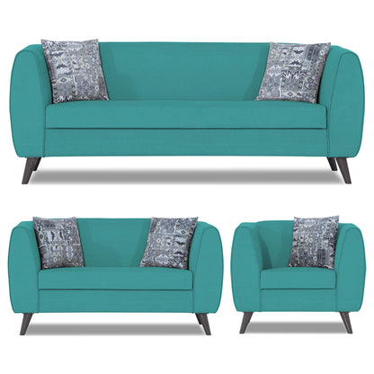 Adorn India Mason 3+2+1 6 Seater Sofa Set (Aqua Blue)