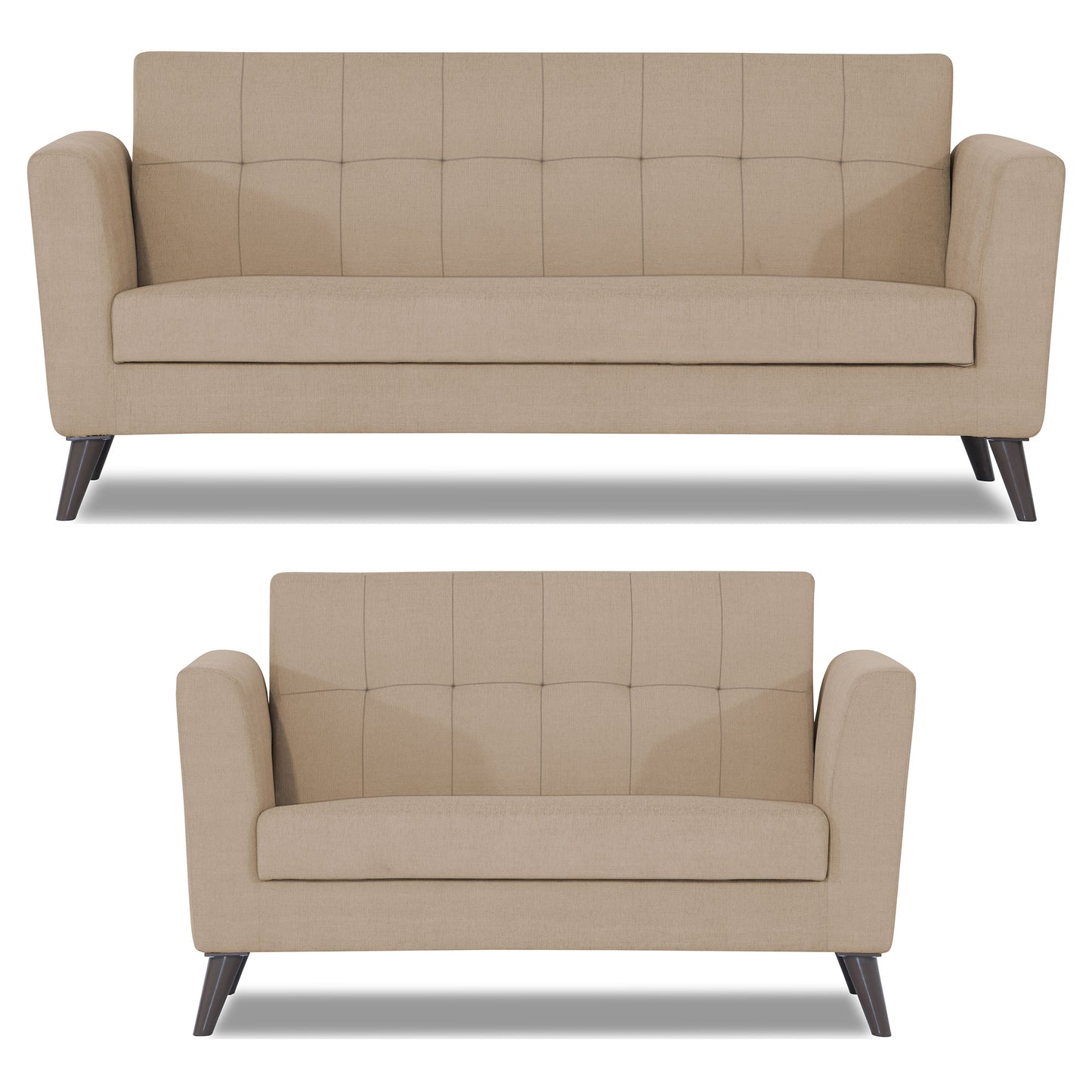 Adorn India Dannis 3+2 5 Seater Sofa Set (Beige) (3 Year Warranty)
