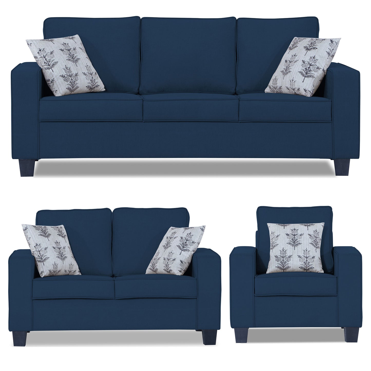 Adorn India Camden 3+2+1 6 Seater Sofa Set (Aqua Blue) (3 Year Warranty)