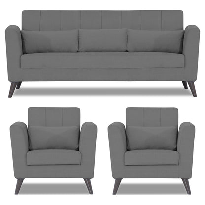Adorn India Daniel 3+1+1 5 Seater Sofa Set (Grey) (3 Year Warranty)