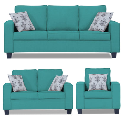 Adorn India Camden 3+2+1 6 Seater Sofa Set (Aqua Blue) (3 Year Warranty)