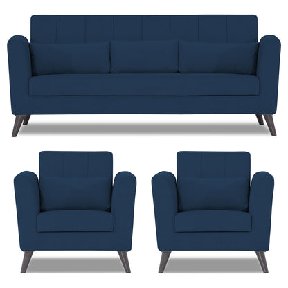 Adorn India Daniel 3+1+1 5 Seater Sofa Set (Blue) (3 Year Warranty)