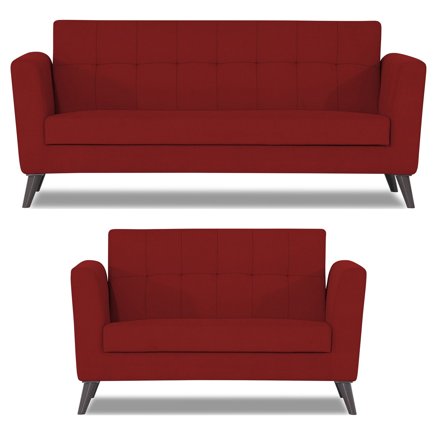 Adorn India Dannis 3+2 5 Seater Sofa Set (Red) (3 Year Warranty)