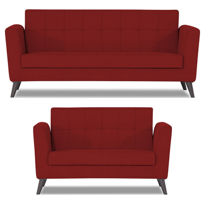 Adorn India Dannis 3+2 5 Seater Sofa Set (Red) (3 Year Warranty)