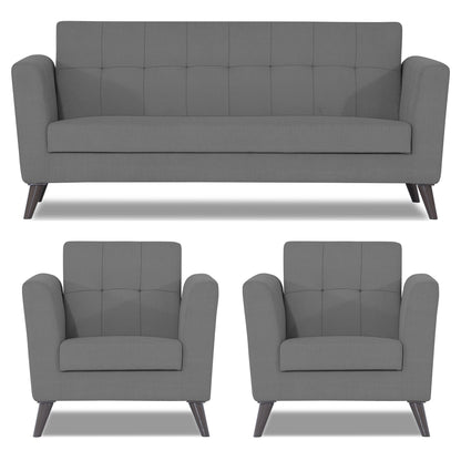 Adorn India Dannis 3+1+1 5 Seater Sofa Set (Grey) (3 Year Warranty)