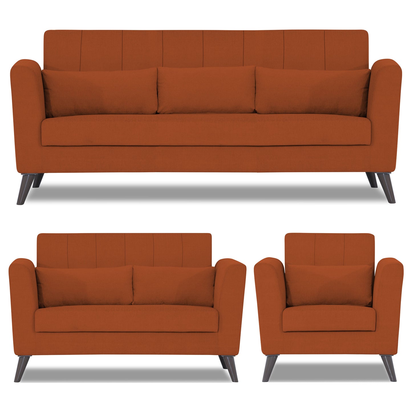 Adorn India Daniel 3+2+1 6 Seater Sofa Set (Rust) (3 Year Warranty)