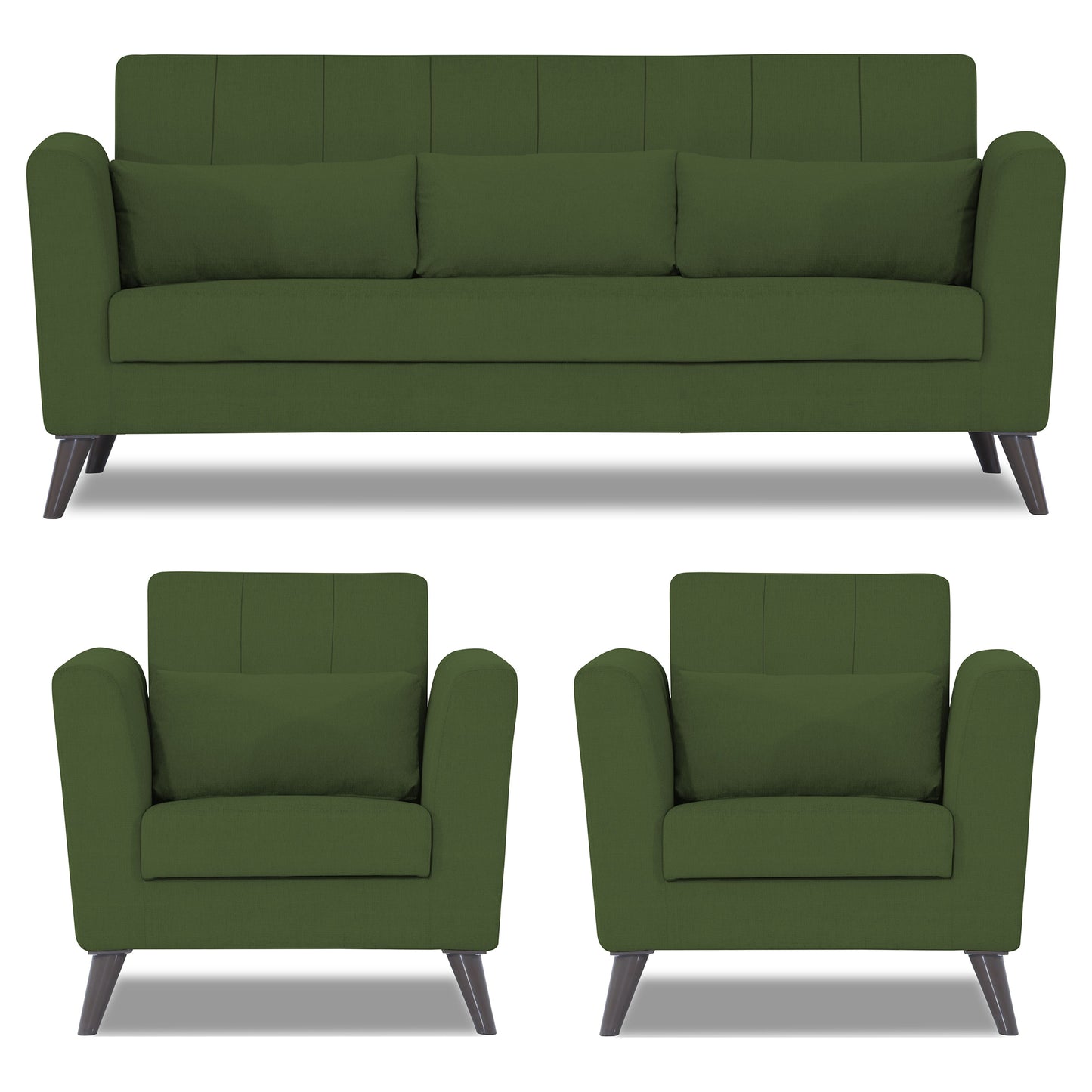 Adorn India Daniel 3+1+1 5 Seater Sofa Set (Green) (3 Year Warranty)