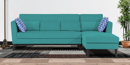 Adorn India Daniel L Shape 6 Seater Sofa Set RHS (Aqua Blue) (3 Year Warranty)