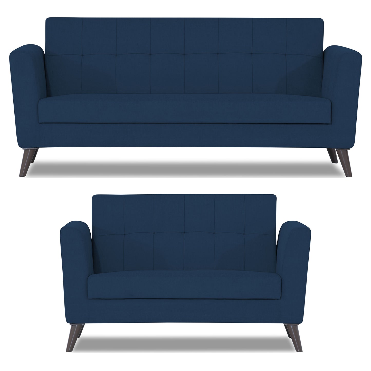 Adorn India Dannis 3+2 5 Seater Sofa Set (Blue) (3 Year Warranty)