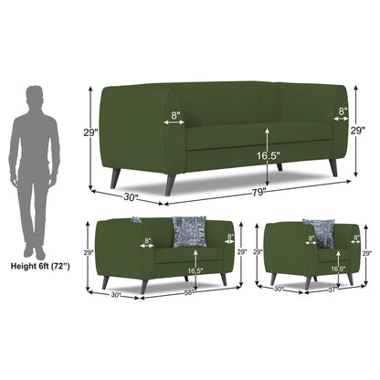 Adorn India Mason 3+2+1 6 Seater Sofa Set (Aqua Blue)