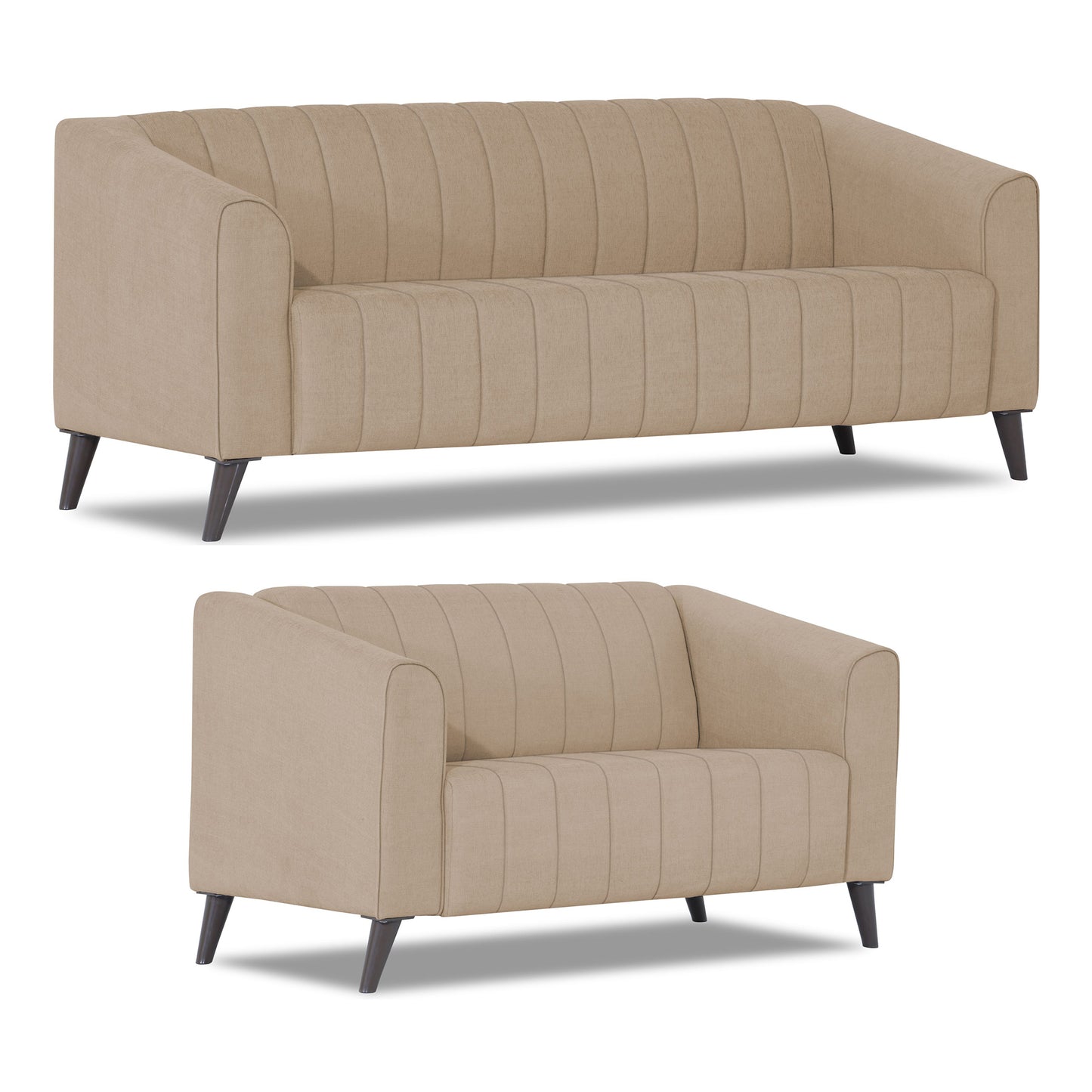 Adorn India Premium Laurel 3+2 5 Seater Sofa Set (Beige) (3 Year Warranty)