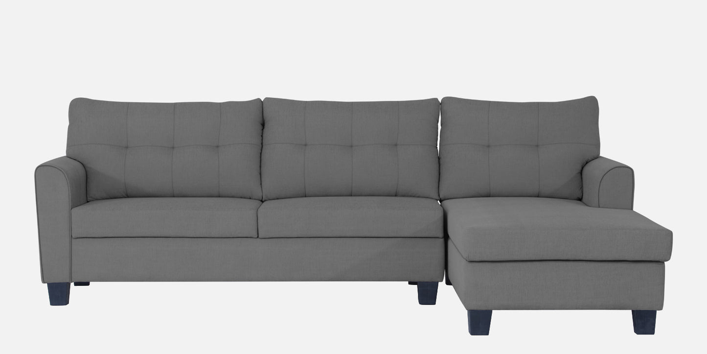 Adorn India Moris L Shape 6 Seater Sofa Set RHS (Grey) (3 Year Warranty)
