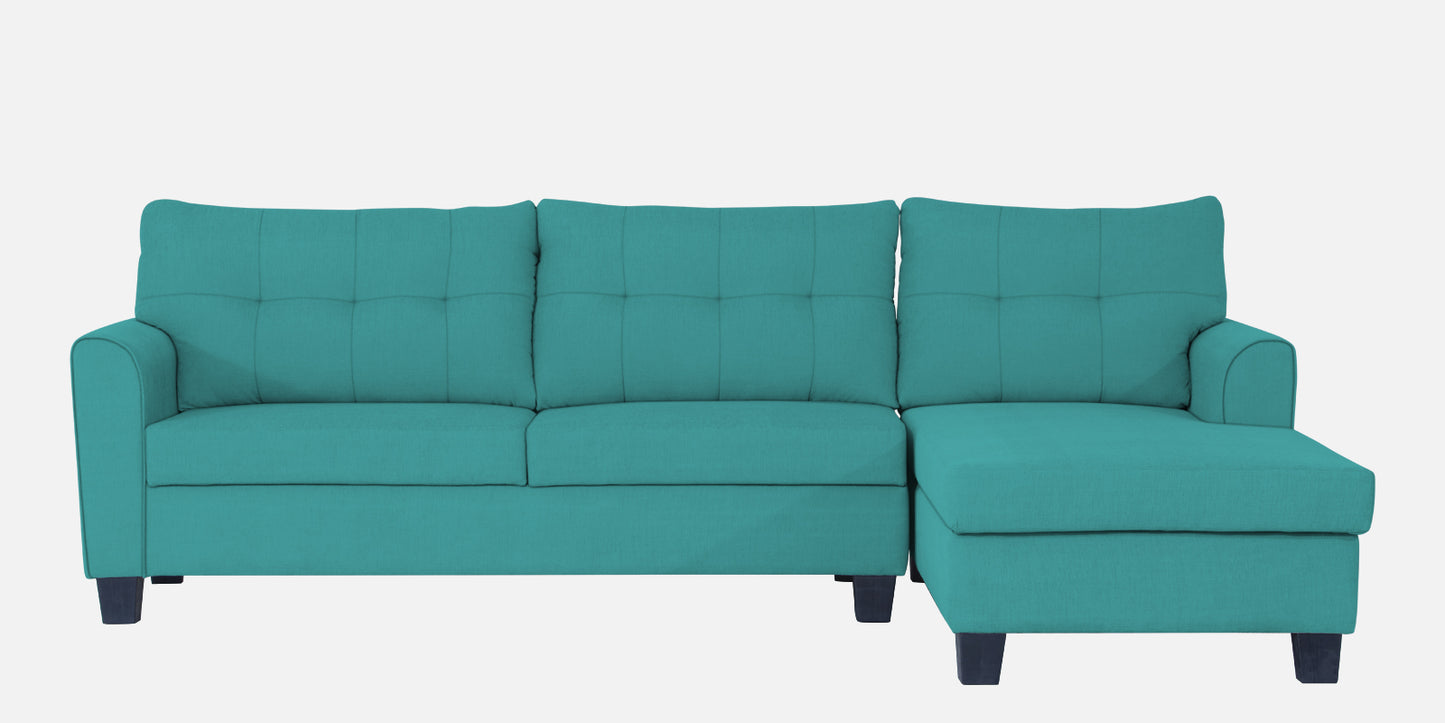 Adorn India Moris L Shape 6 Seater Sofa Set RHS (Aqua Blue) (3 Year Warranty)