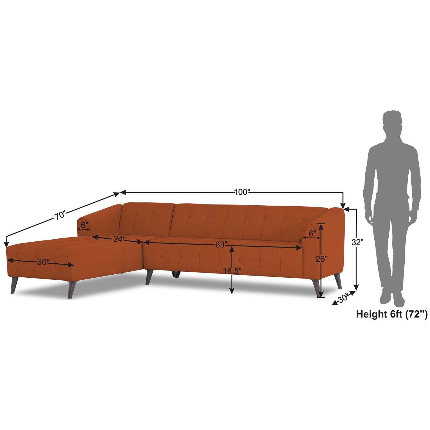 Adorn India Exclusive Mystic L Shape 6 Seater Sofa Set (LHS) (3 Year Warranty)