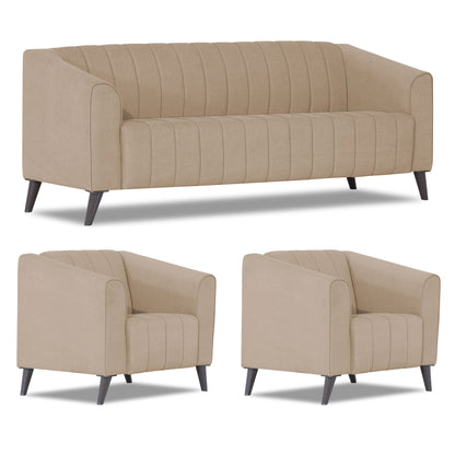 Adorn India Premium Laurel 3+1+1 5 Seater Sofa Set (Beige) (3 Year Warranty)