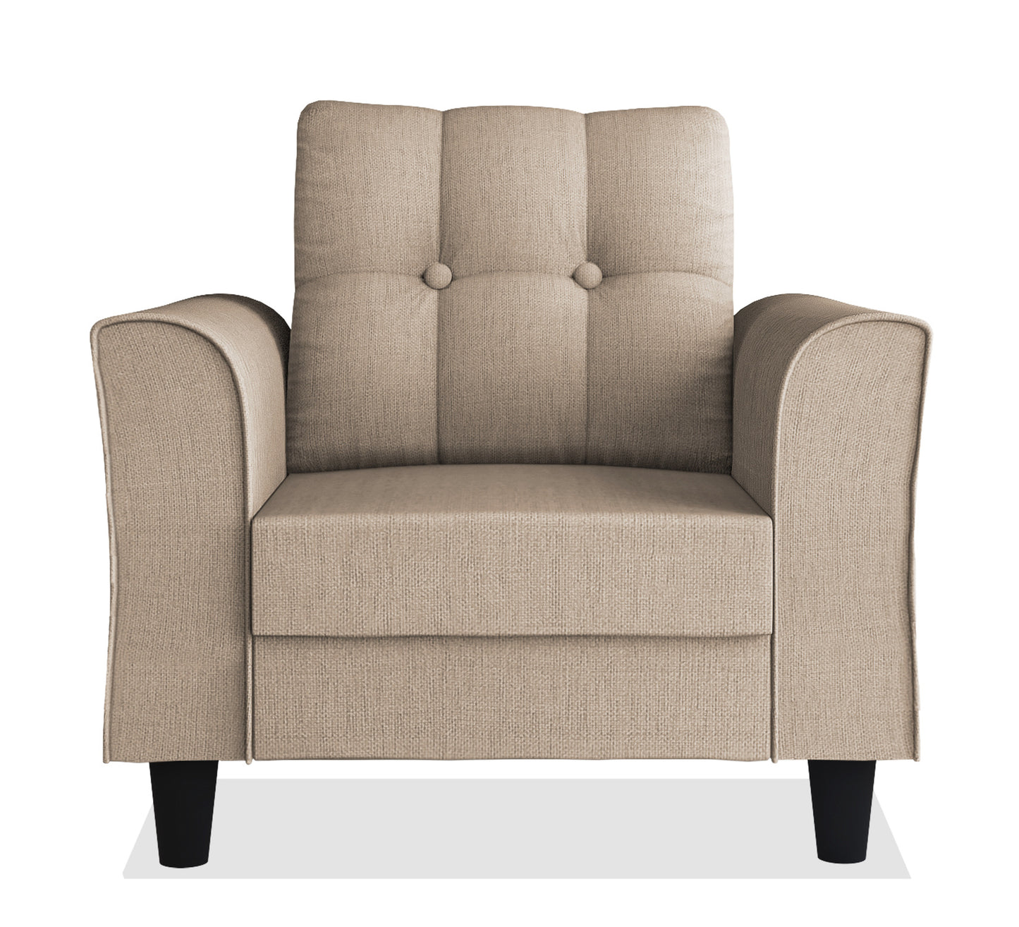 Adorn India Maddox Tufted 1 Seater Sofa (Beige) (3 Year Warranty)