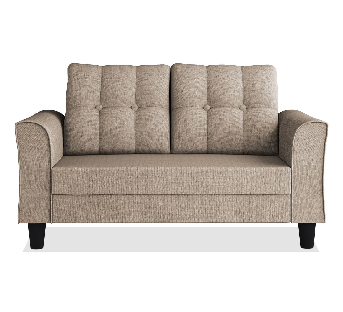 Adorn India Maddox Tufted 2 Seater Sofa (Beige) (3 Year Warranty)