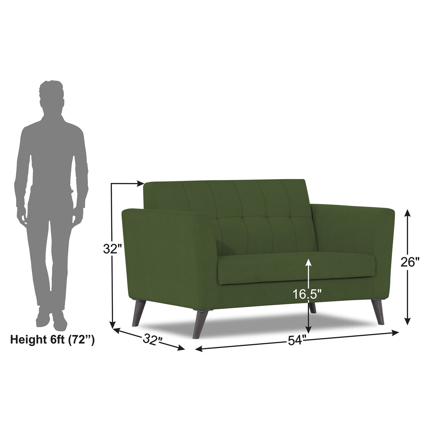 Adorn India Dannis 2 Seater Sofa (Green) (3 Year Warranty)