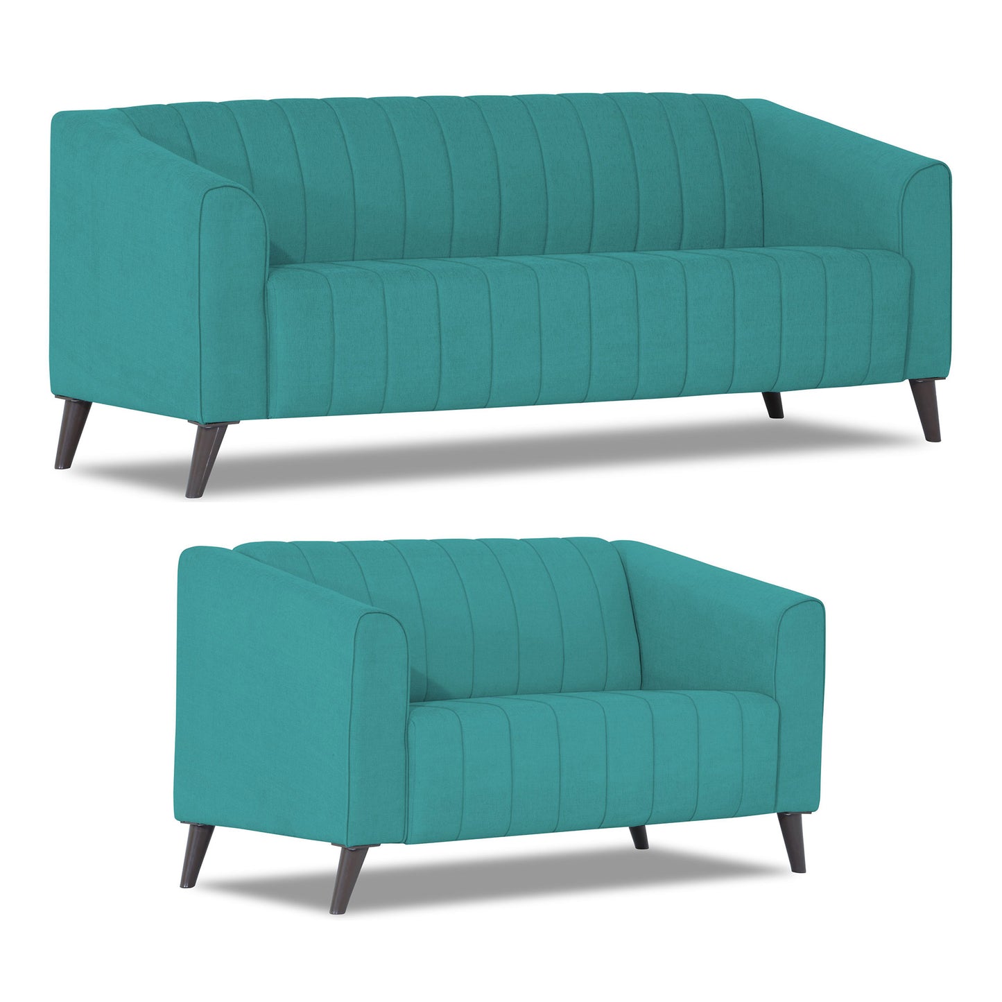 Adorn India Premium Laurel 3+2 5 Seater Sofa Set (Aqua Blue) (3 Year Warranty)
