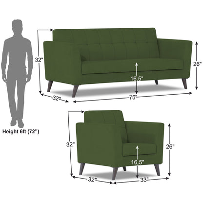Adorn India Dannis 3+1+1 5 Seater Sofa Set (Green) (3 Year Warranty)