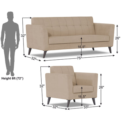 Adorn India Dannis 3+1+1 5 Seater Sofa Set