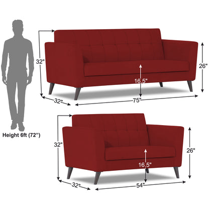 Adorn India Dannis 3+2 5 Seater Sofa Set (Red) (3 Year Warranty)