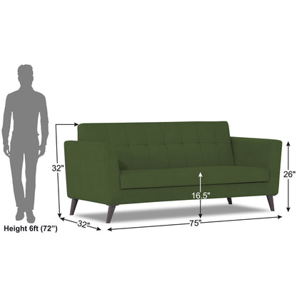 Adorn India Dannis 3 Seater Sofa (Green) (3 Year Warranty)