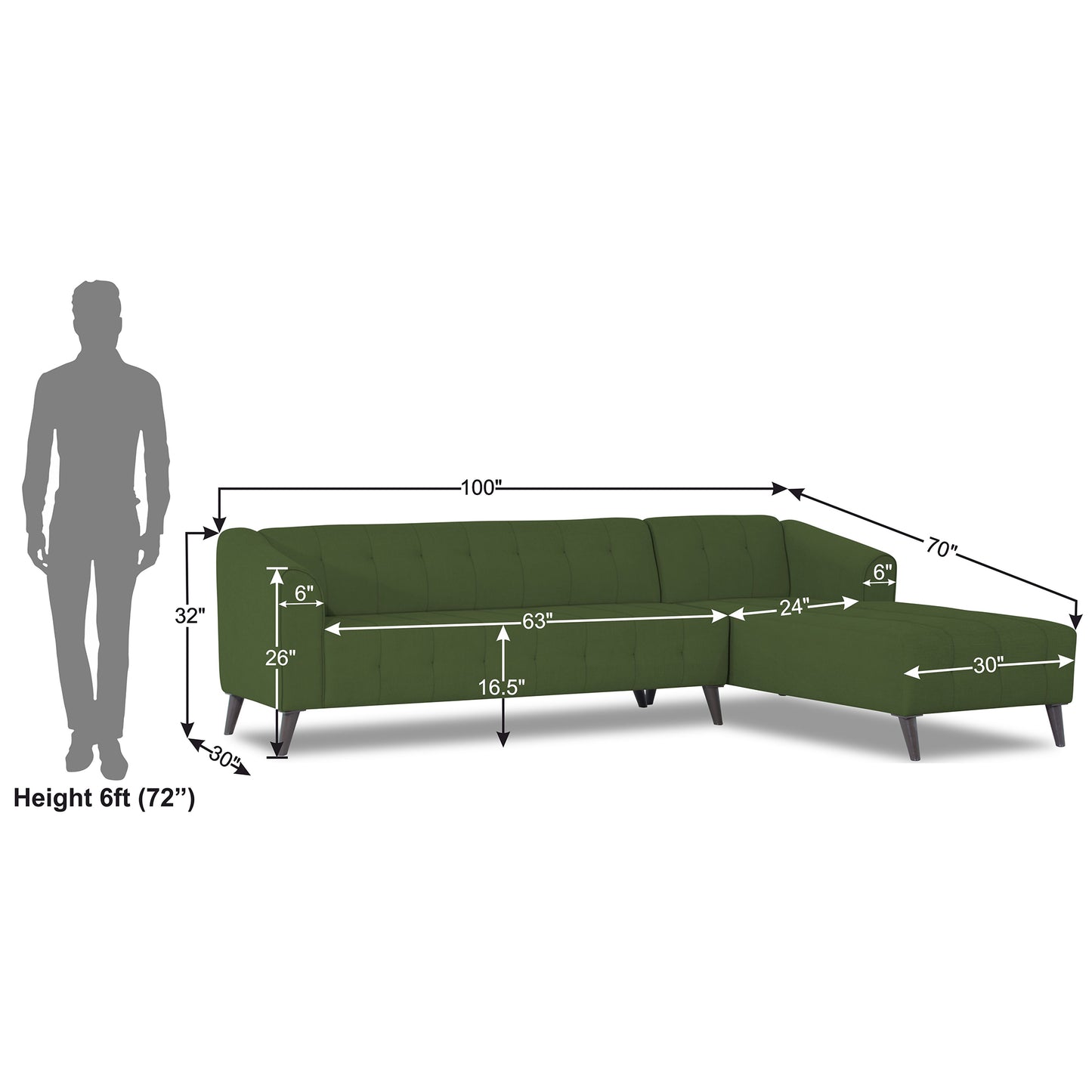 Adorn India Exclusive Mystic L Shape 6 Seater Sofa Set (RHS) (3 Year Warranty)