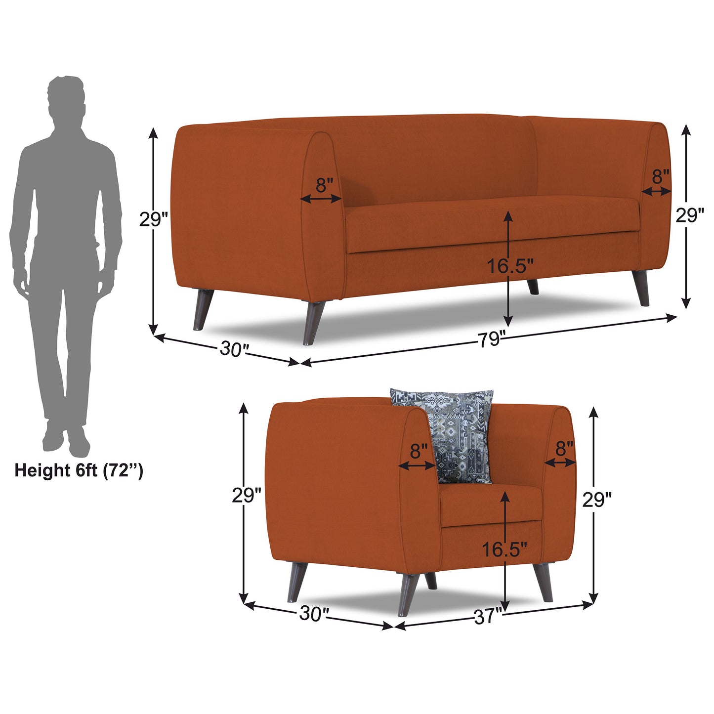 Adorn India Mason 3+1+1 5 Seater Sofa Set (Aqua Blue)