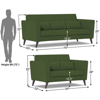 Adorn India Daniel 3+2 5 Seater Sofa Set (Green) (3 Year Warranty)