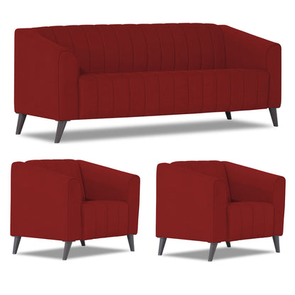 Adorn India Premium Laurel 3+1+1 5 Seater Sofa Set (Red) (3 Year Warranty)