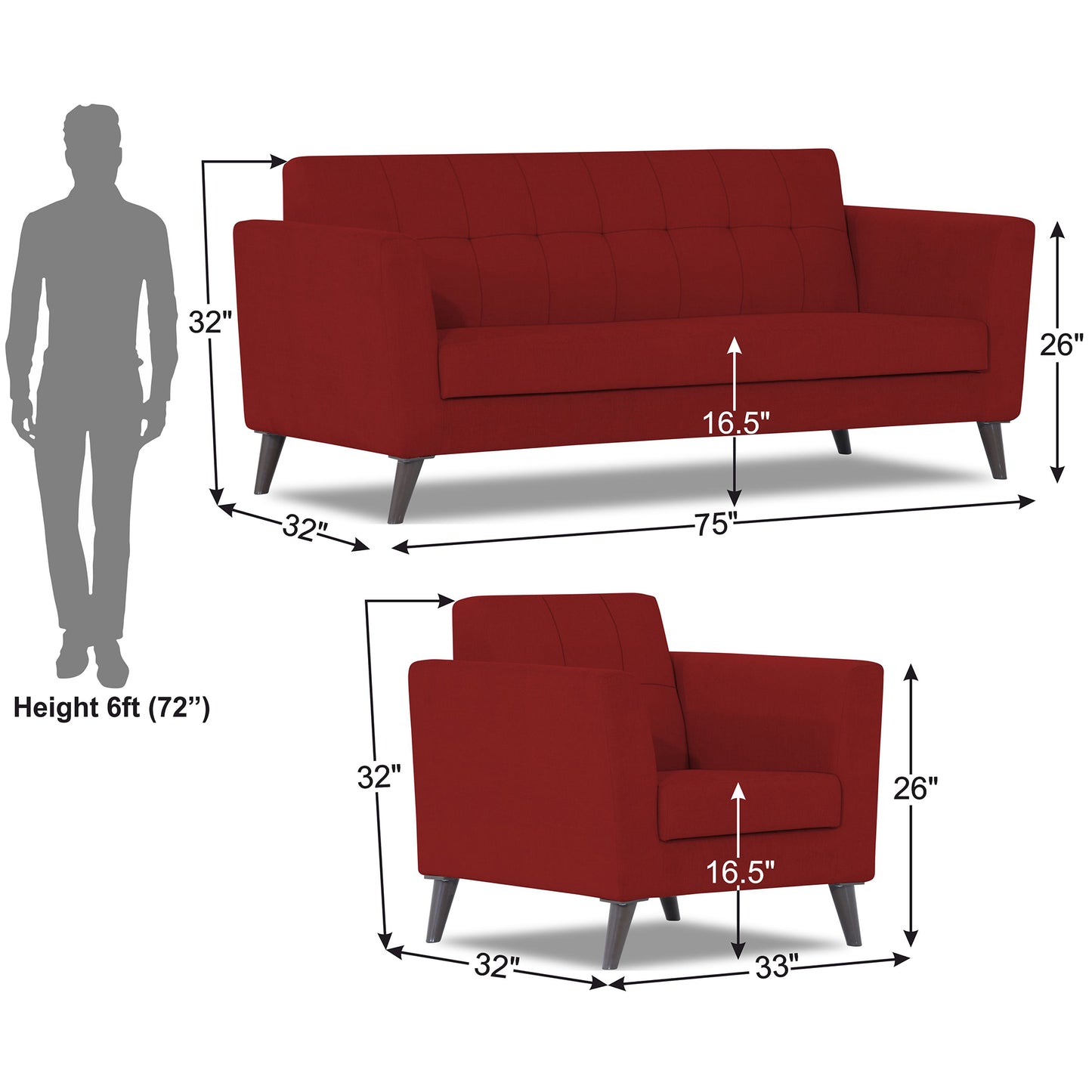 Adorn India Dannis 3+1+1 5 Seater Sofa Set