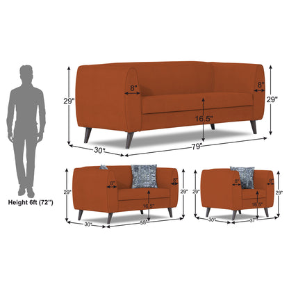 Adorn India Mason 3+2+1 6 Seater Sofa Set (Aqua Blue)