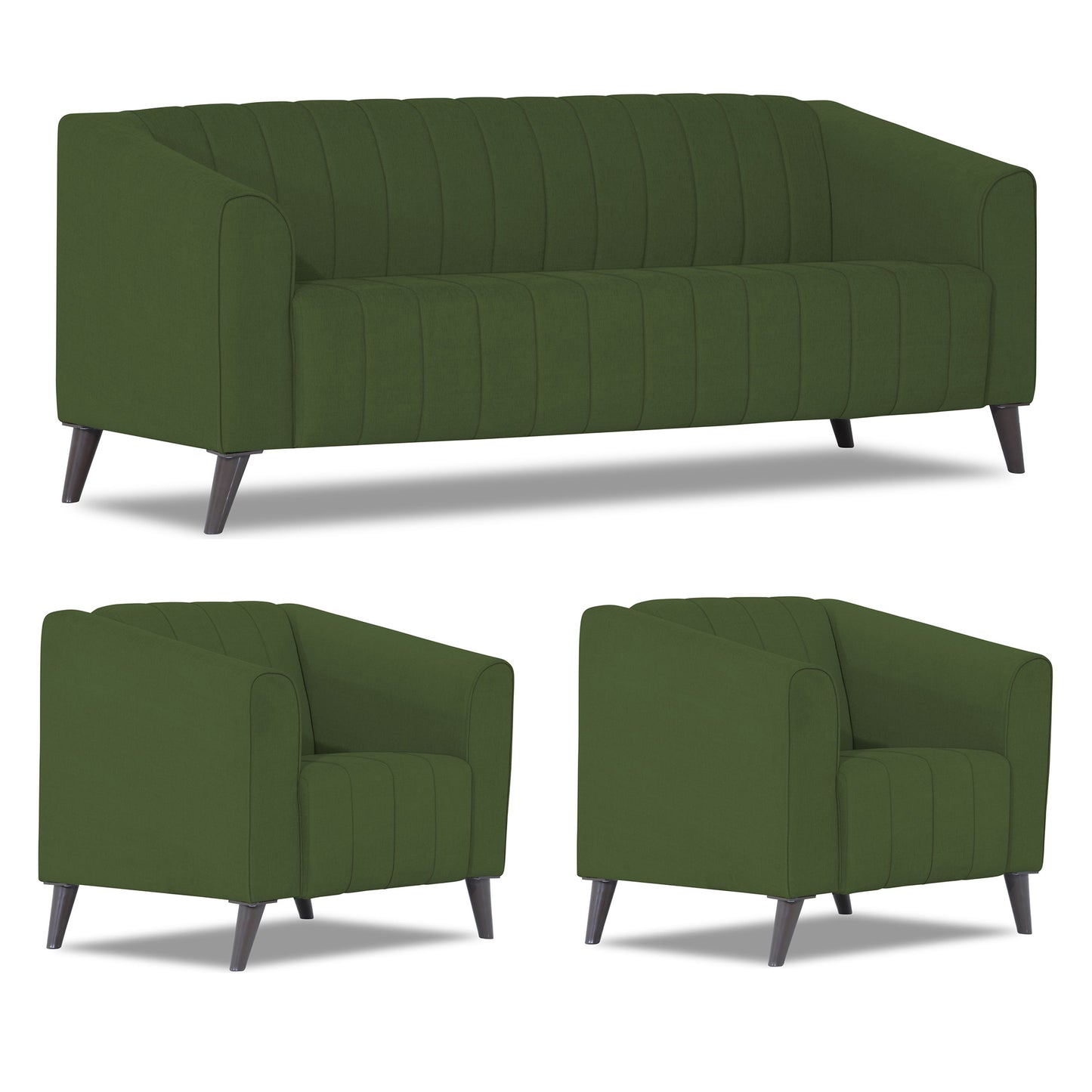 Adorn India Premium Laurel 3+1+1 5 Seater Sofa Set (Green) (3 Year Warranty)