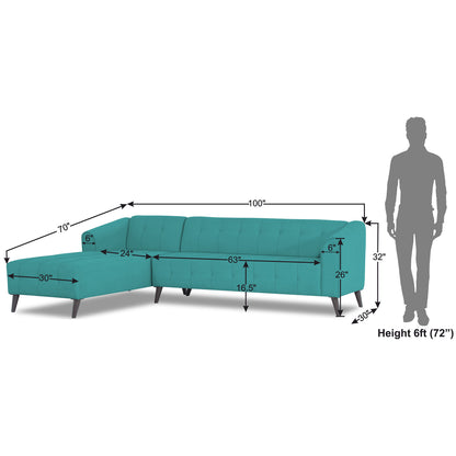 Adorn India Exclusive Mystic L Shape 6 Seater Sofa Set (LHS) (3 Year Warranty)