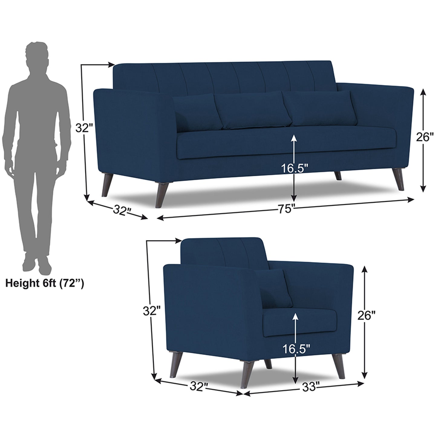 Adorn India Daniel 3+1+1 5 Seater Sofa Set