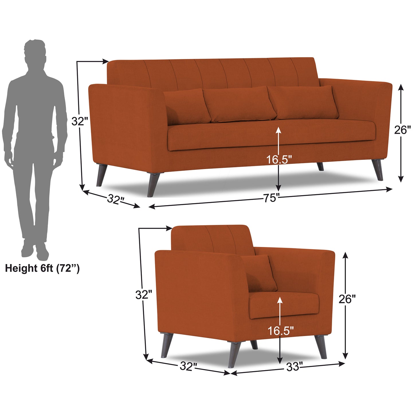 Adorn India Daniel 3+1+1 5 Seater Sofa Set