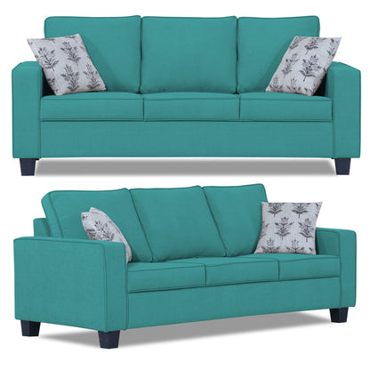 Adorn India Camden 3+2+1 6 Seater Sofa Set (Aqua Blue) (3 Year Warranty)