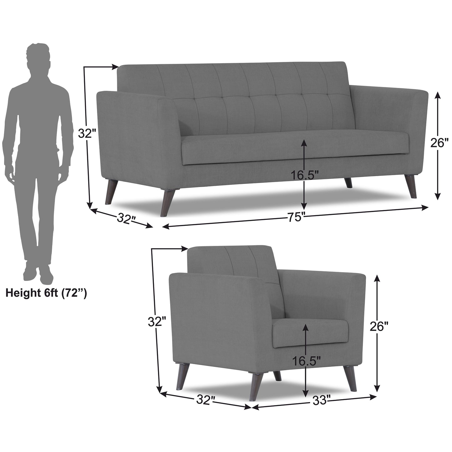 Adorn India Dannis 3+1+1 5 Seater Sofa Set
