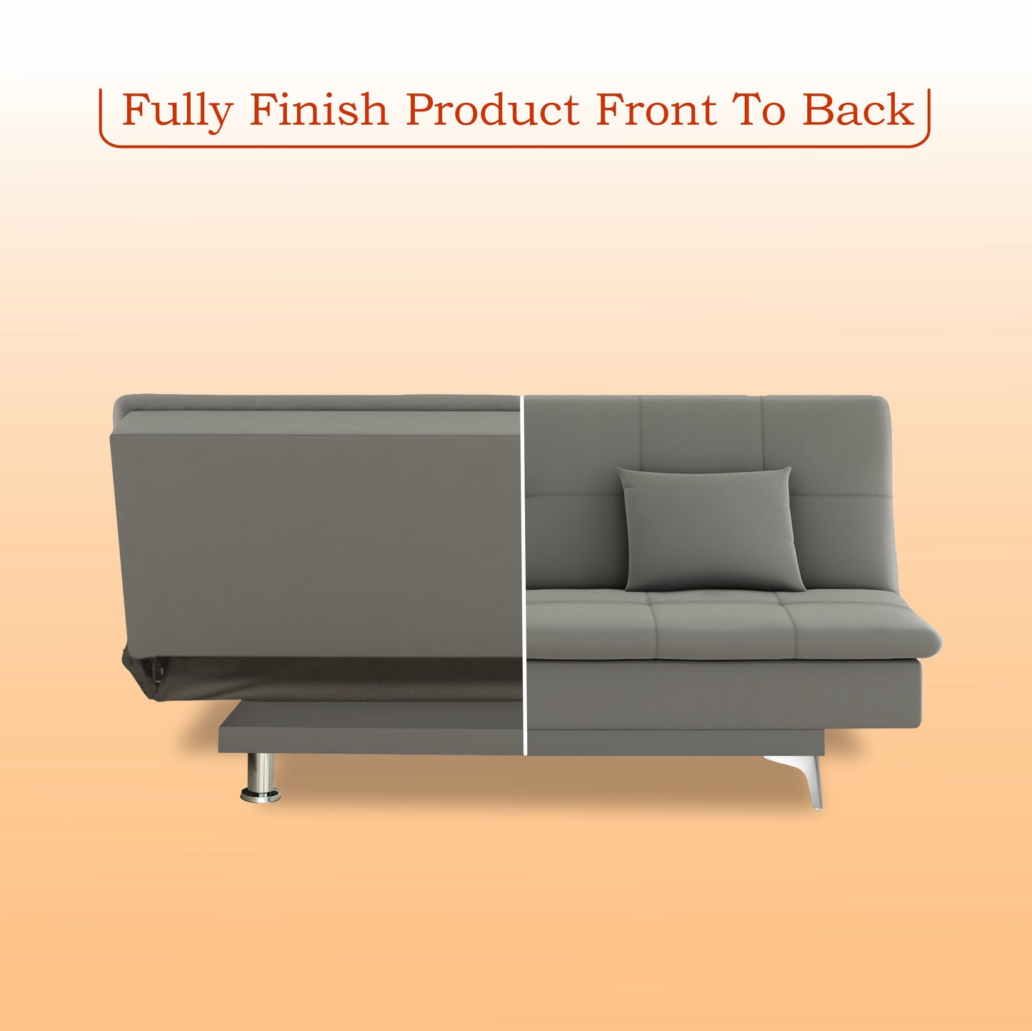 Adorn India Premium New Aspen 3 Seater Sofa Cum Bed 4X6 Velvet Suede with 2 Cushions (Color Grey) and Suitable for All Indoor, with 3 Years Warranty