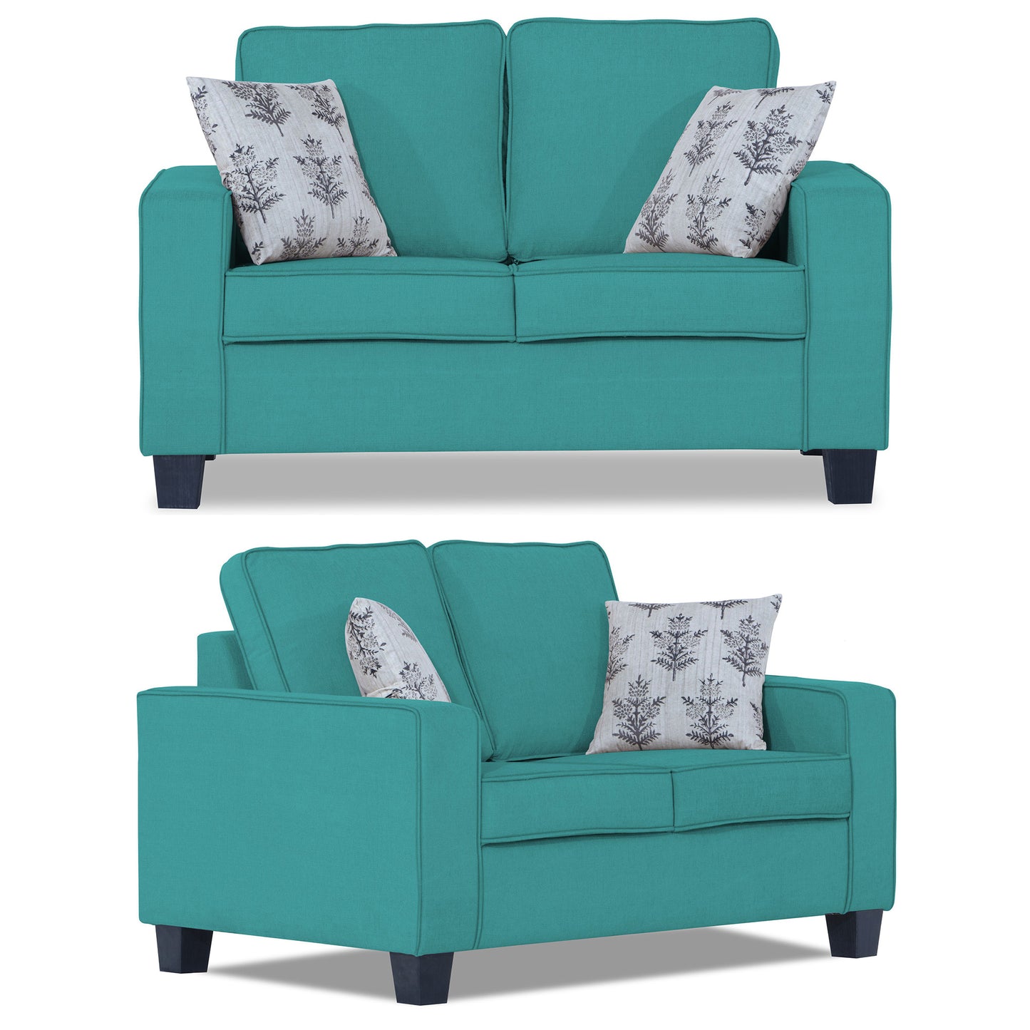 Adorn India Camden 3+2+1 6 Seater Sofa Set (Aqua Blue) (3 Year Warranty)