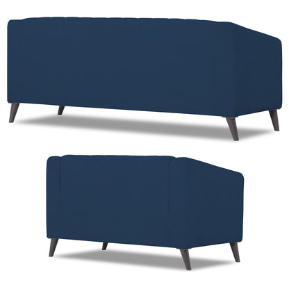 Adorn India Premium Laurel 3+2 5 Seater Sofa Set (Blue) (3 Year Warranty)